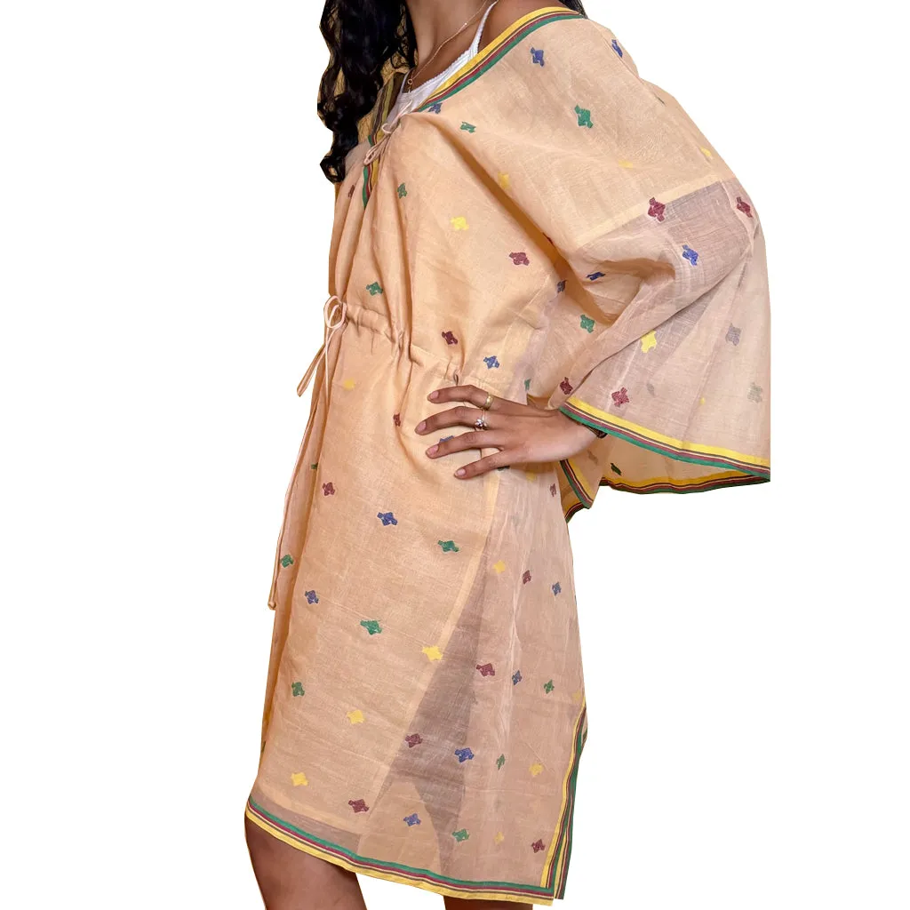 Tangail Kaftan- Cotton Sari Fabric Lined Kaftan Dress