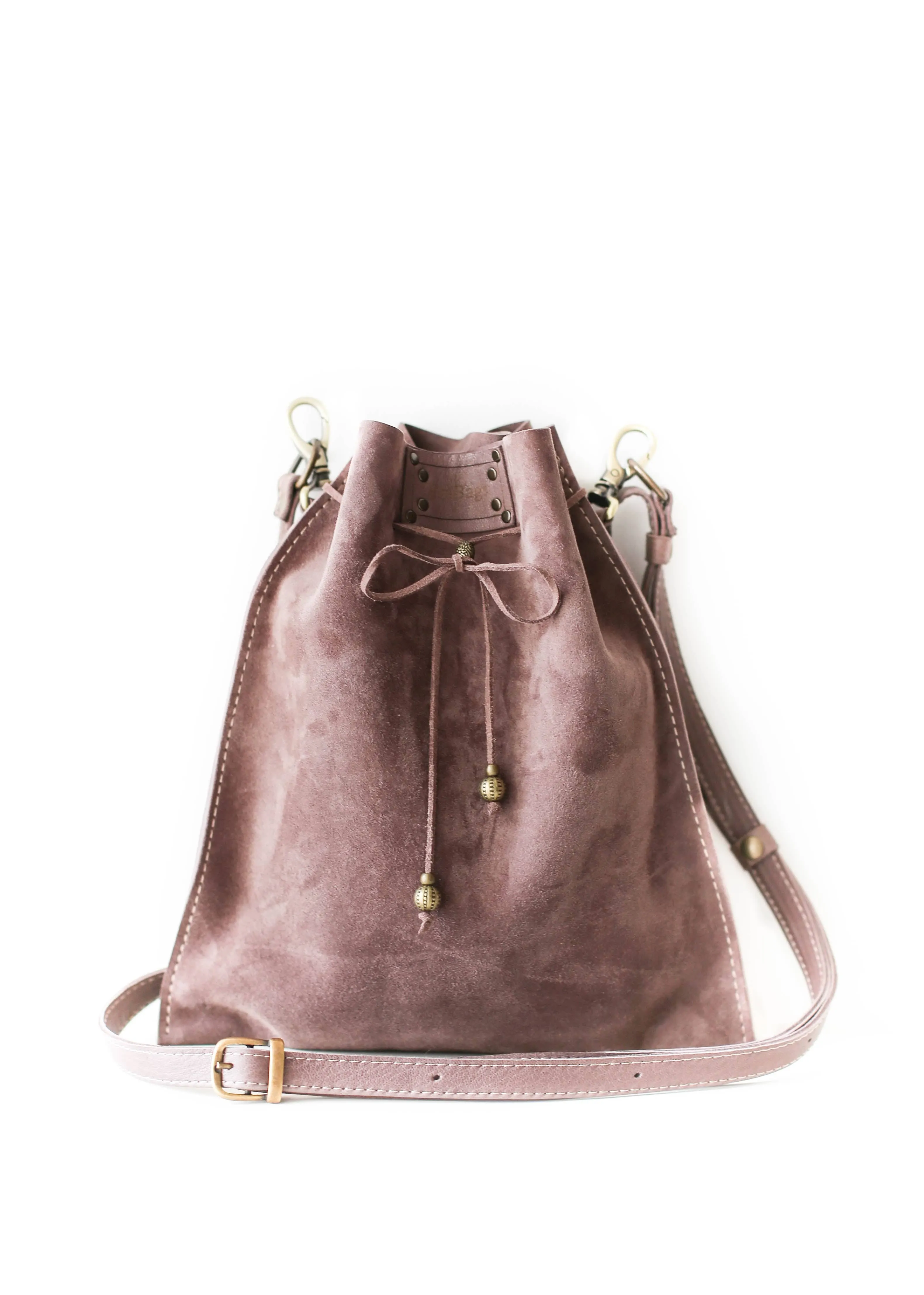 Taupe Suede Pouch Bag