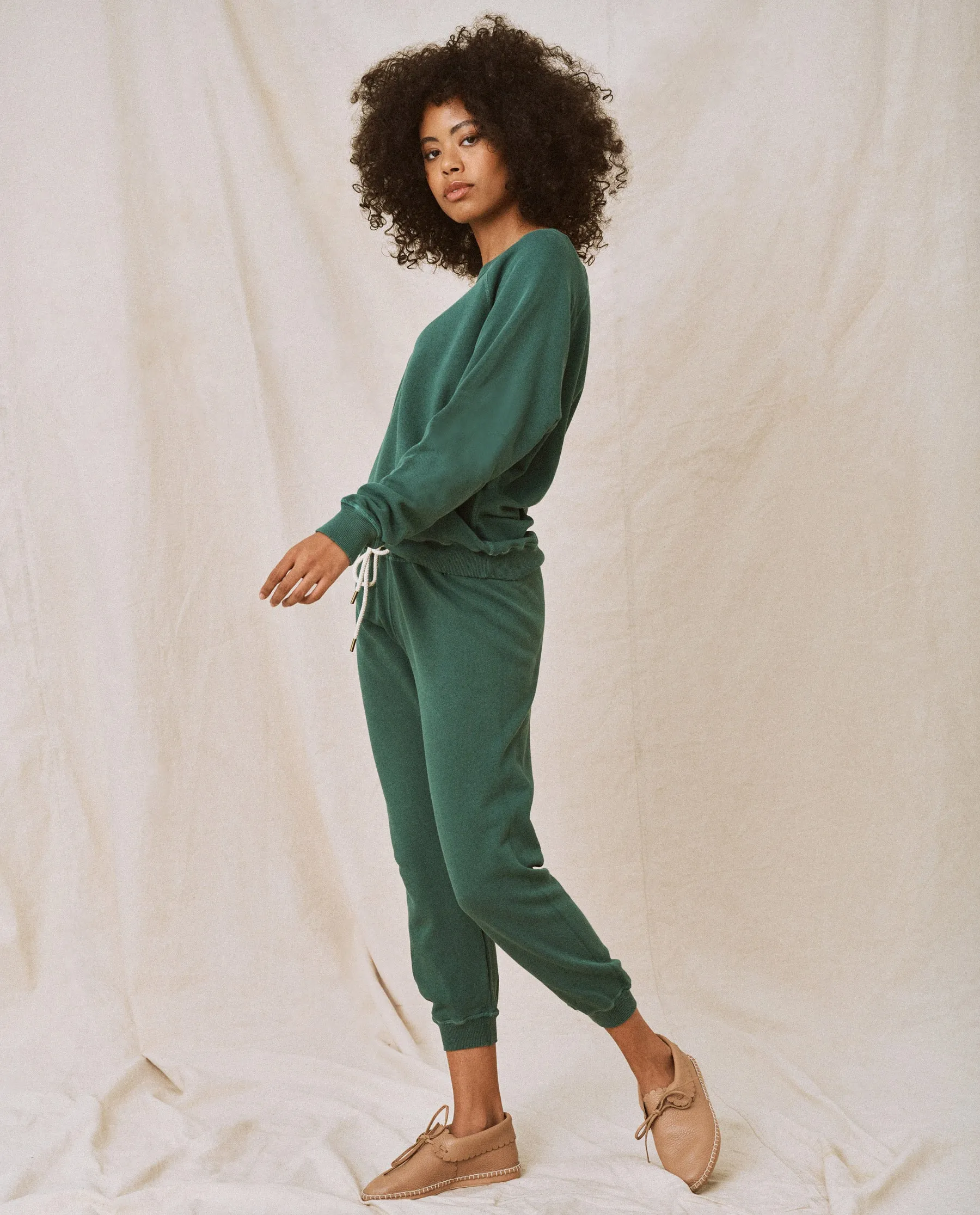 The Cropped Sweatpant. Solid -- Palm Leaf