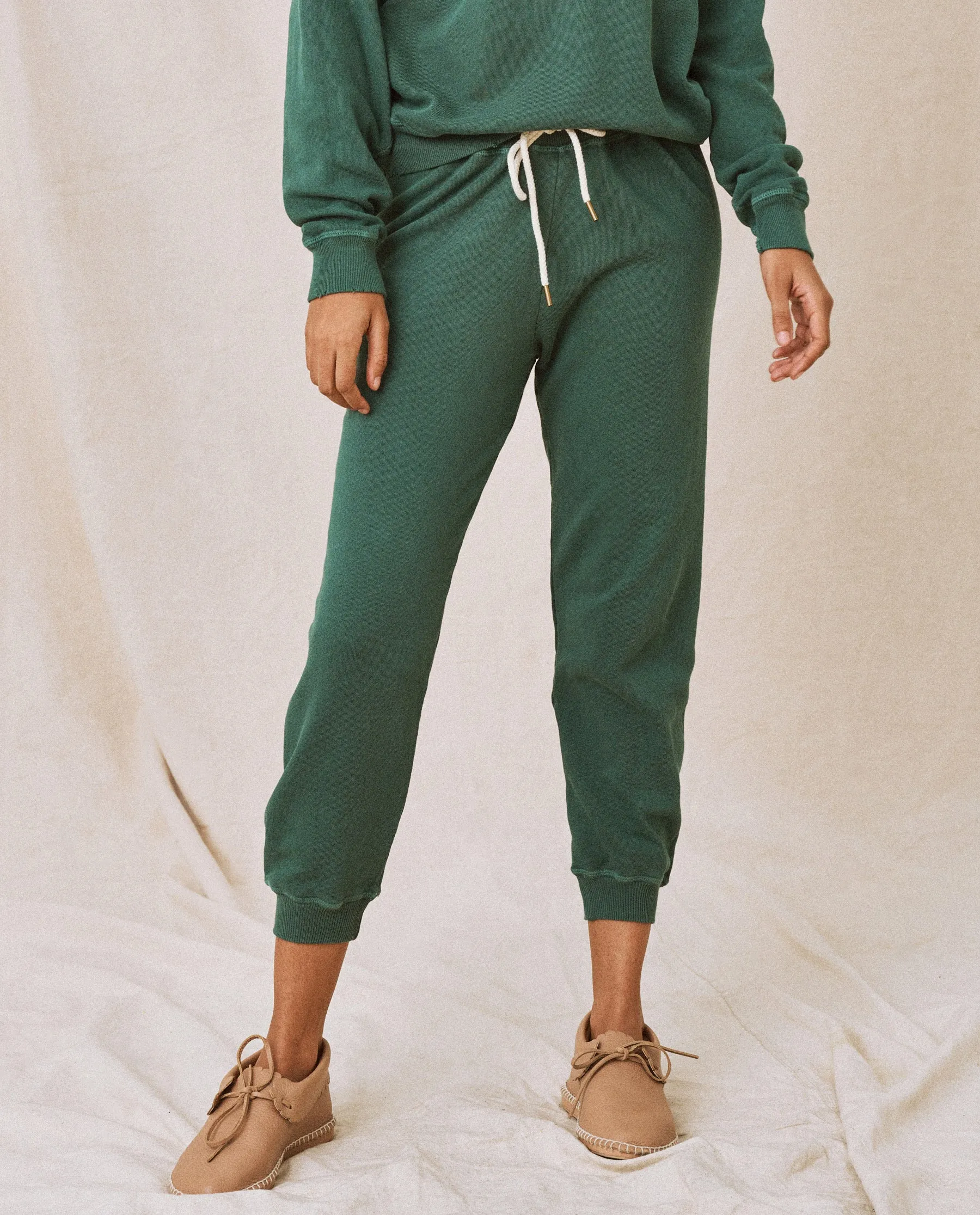 The Cropped Sweatpant. Solid -- Palm Leaf