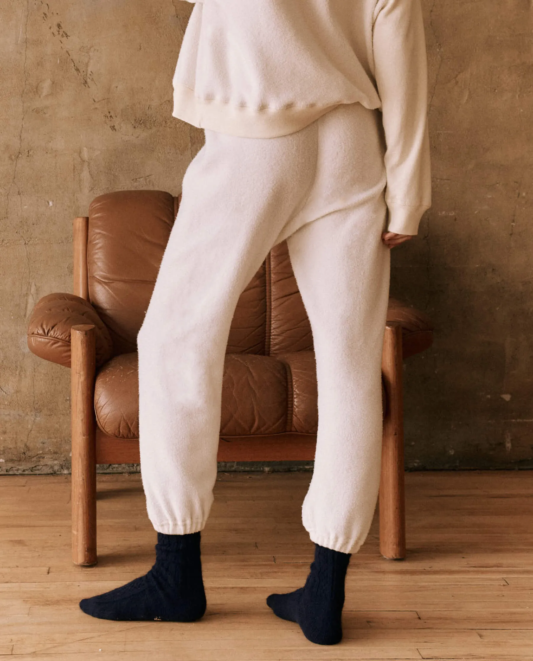 The Fleece Stadium Sweatpant. -- Washed White