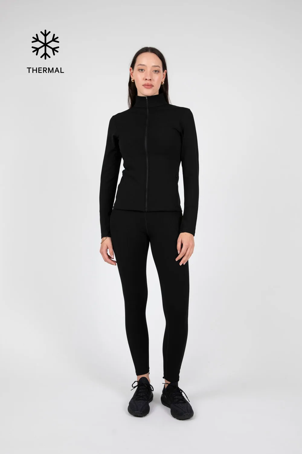 Thermal Active Full Zip LS Top | Black