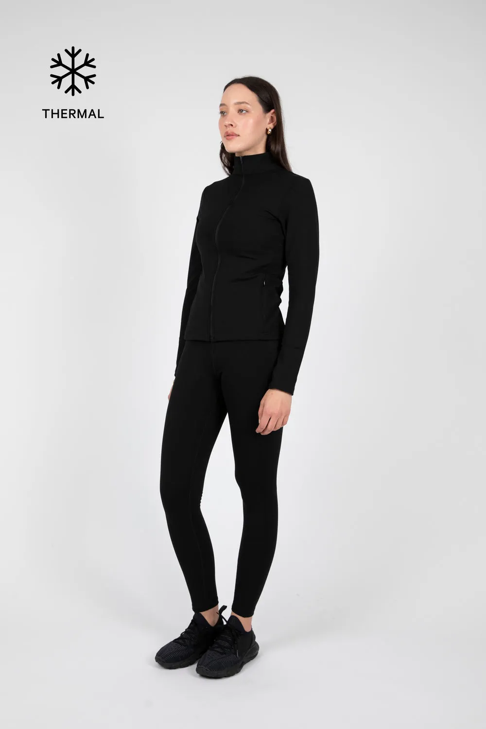 Thermal Active Full Zip LS Top | Black