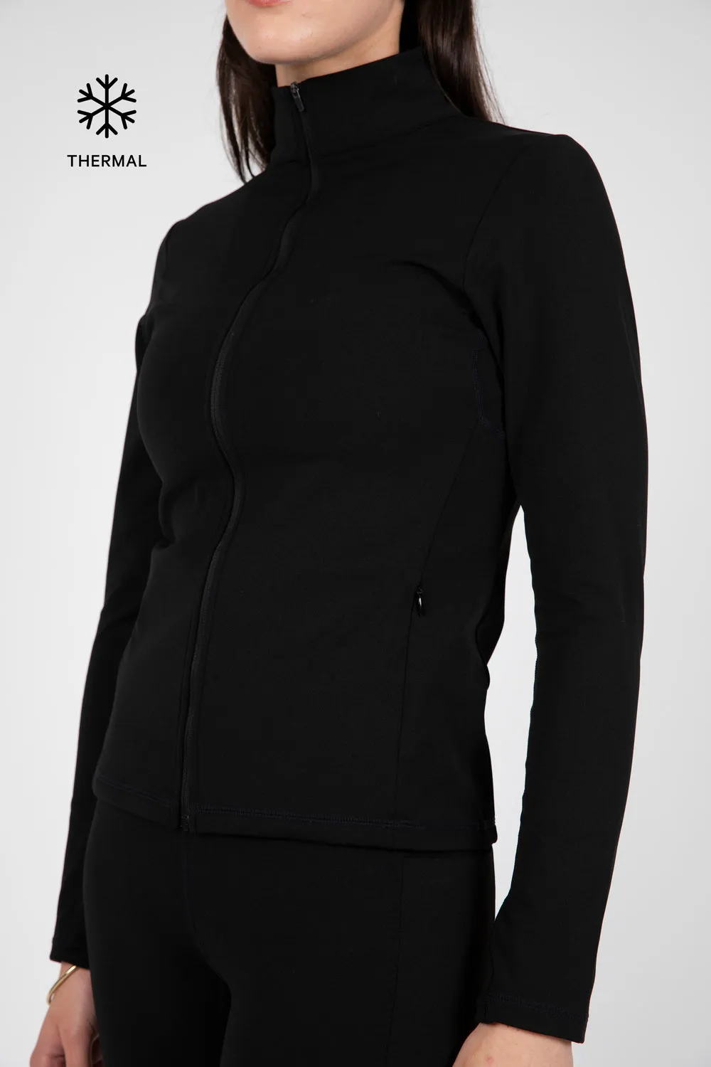 Thermal Active Full Zip LS Top | Black