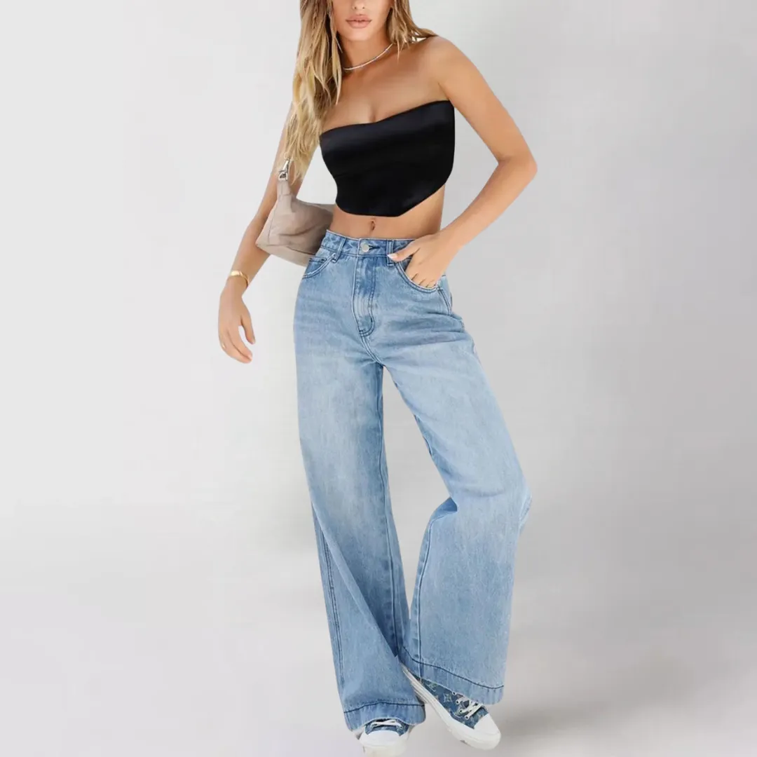 Tiffany™ | High-Waisted Wide-Leg Denim Pants