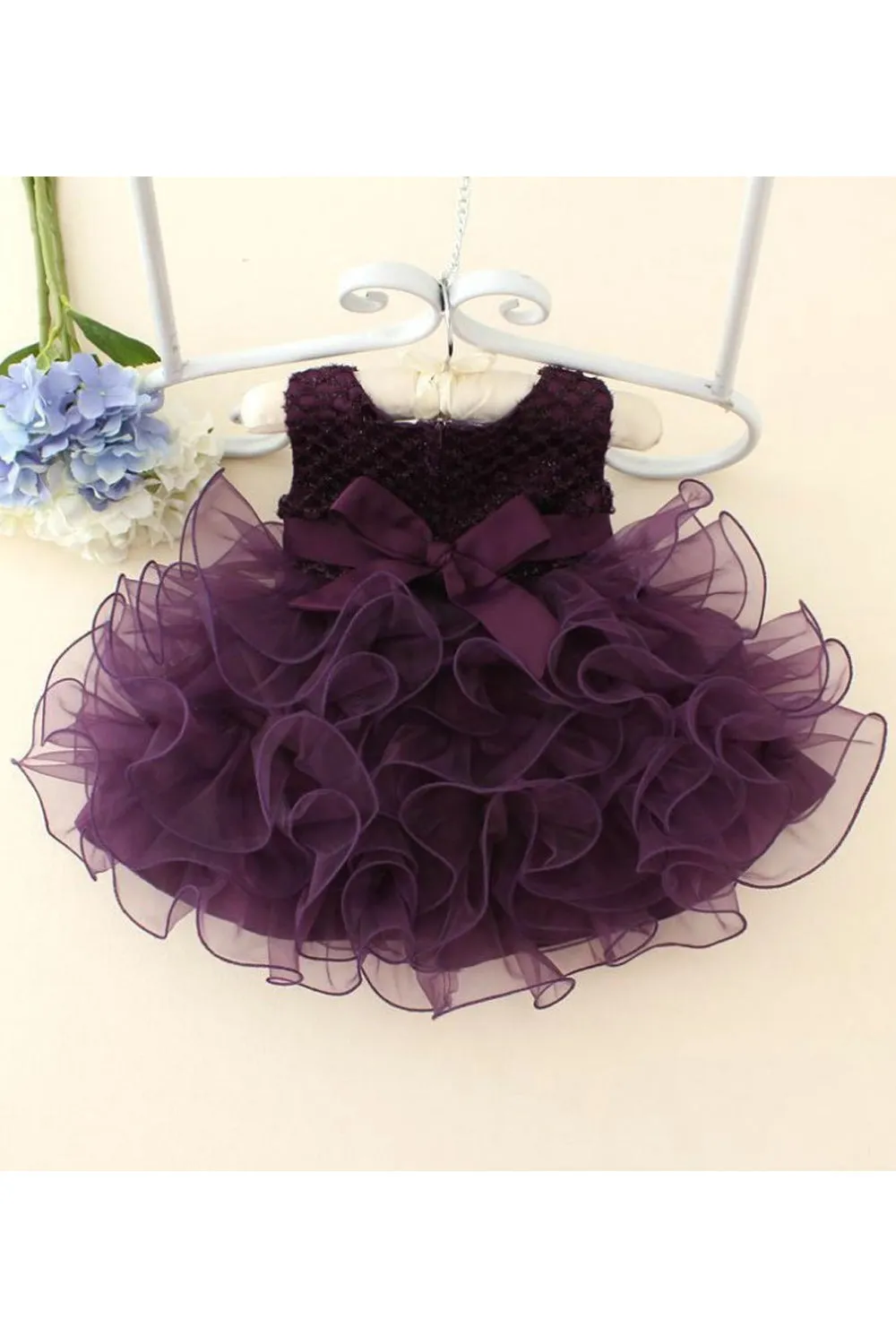 Toddler Girl Elegant Beaded Bust Silk Ribbon Dress - TGDC40058