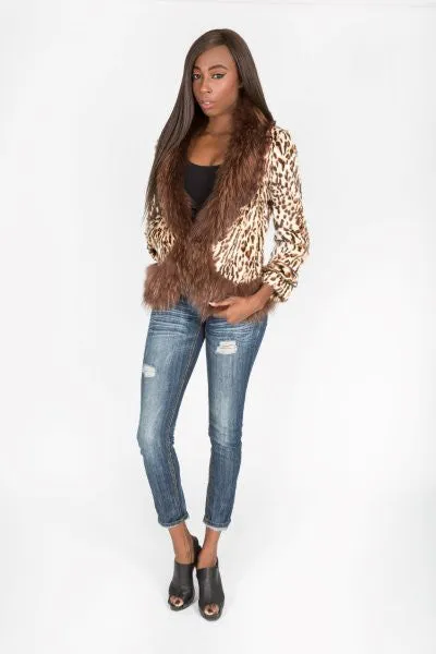 Toscano Lamb Fur and Raccoon Fur Jacket (Leopard Dyed)