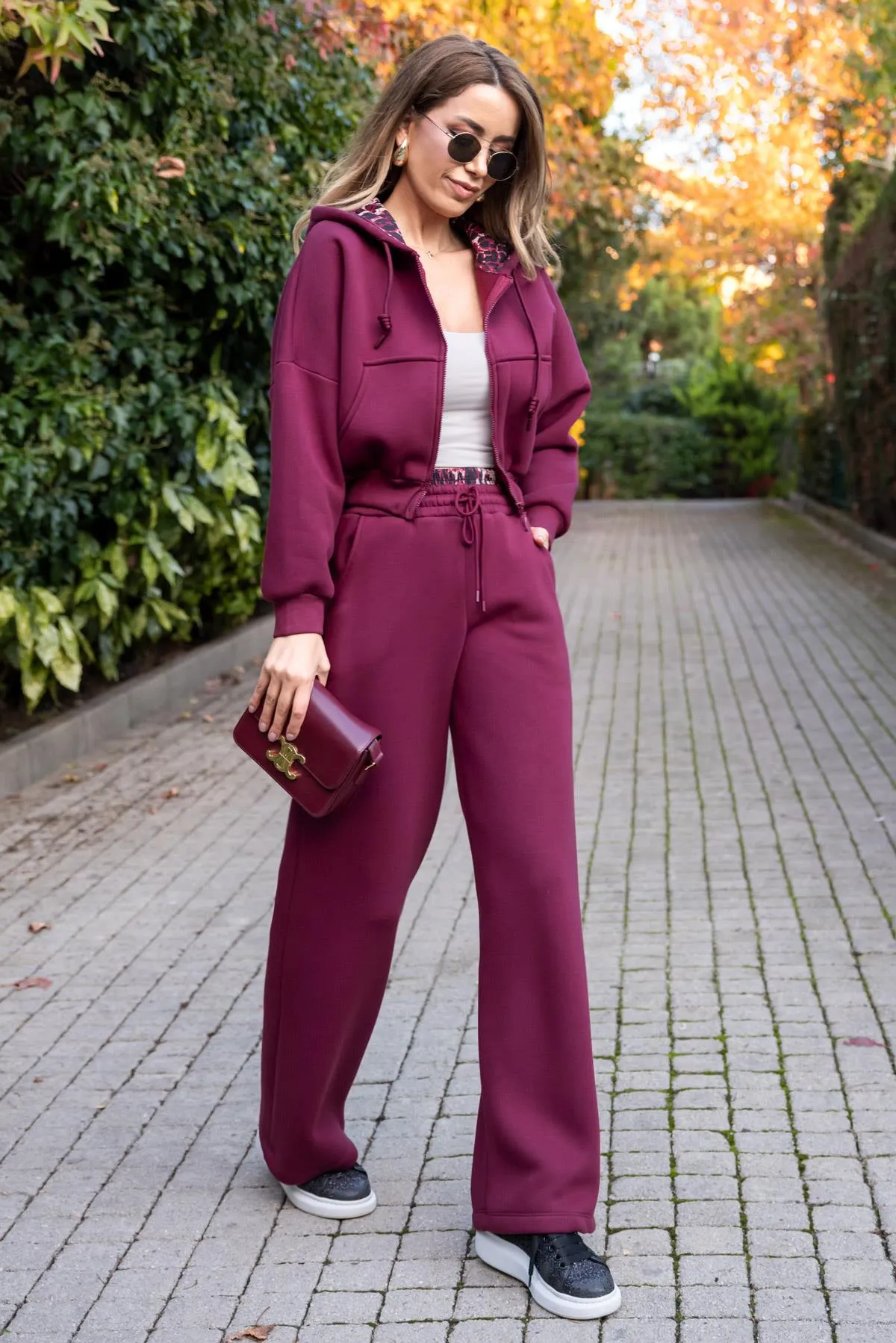 Tracksuit Set with Pockets - CLARET red