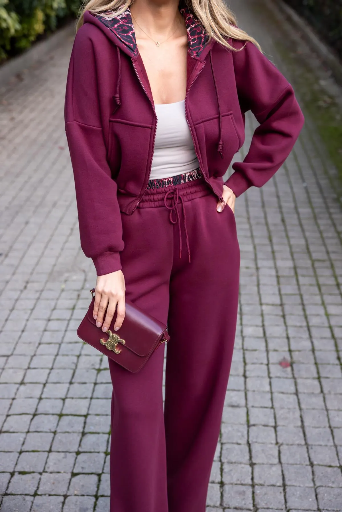 Tracksuit Set with Pockets - CLARET red