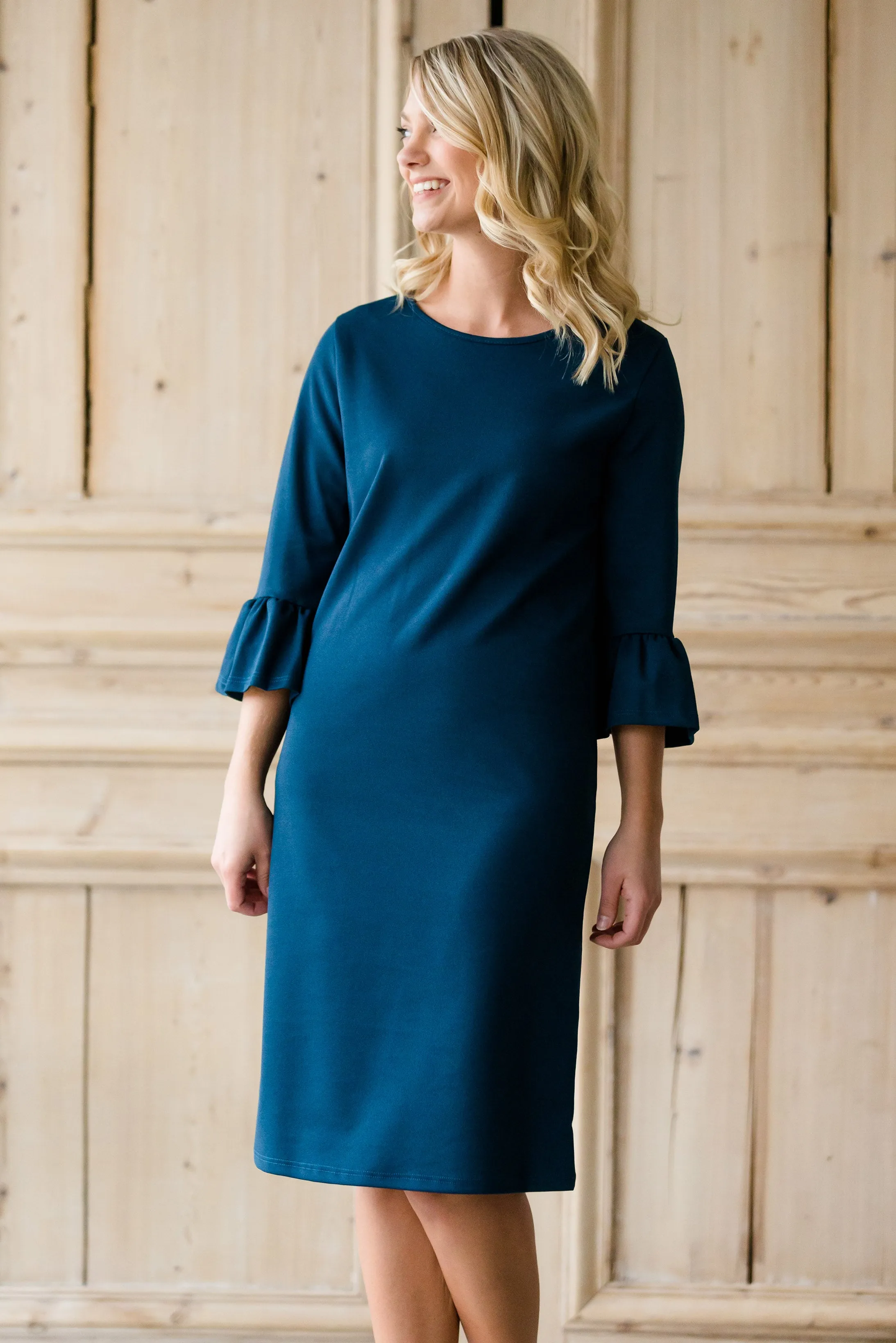 Trumpet Sleeve Midi Dress - FINAL SALE