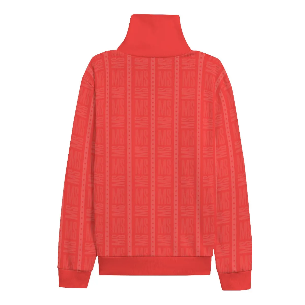 Turtleneck Knitted Fleece Sweater - Red