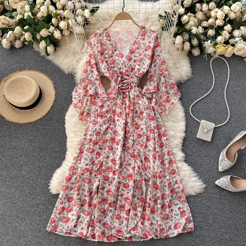 Vintage Boho Floral Dress, Romantic Bohemian Summer Dress For Women