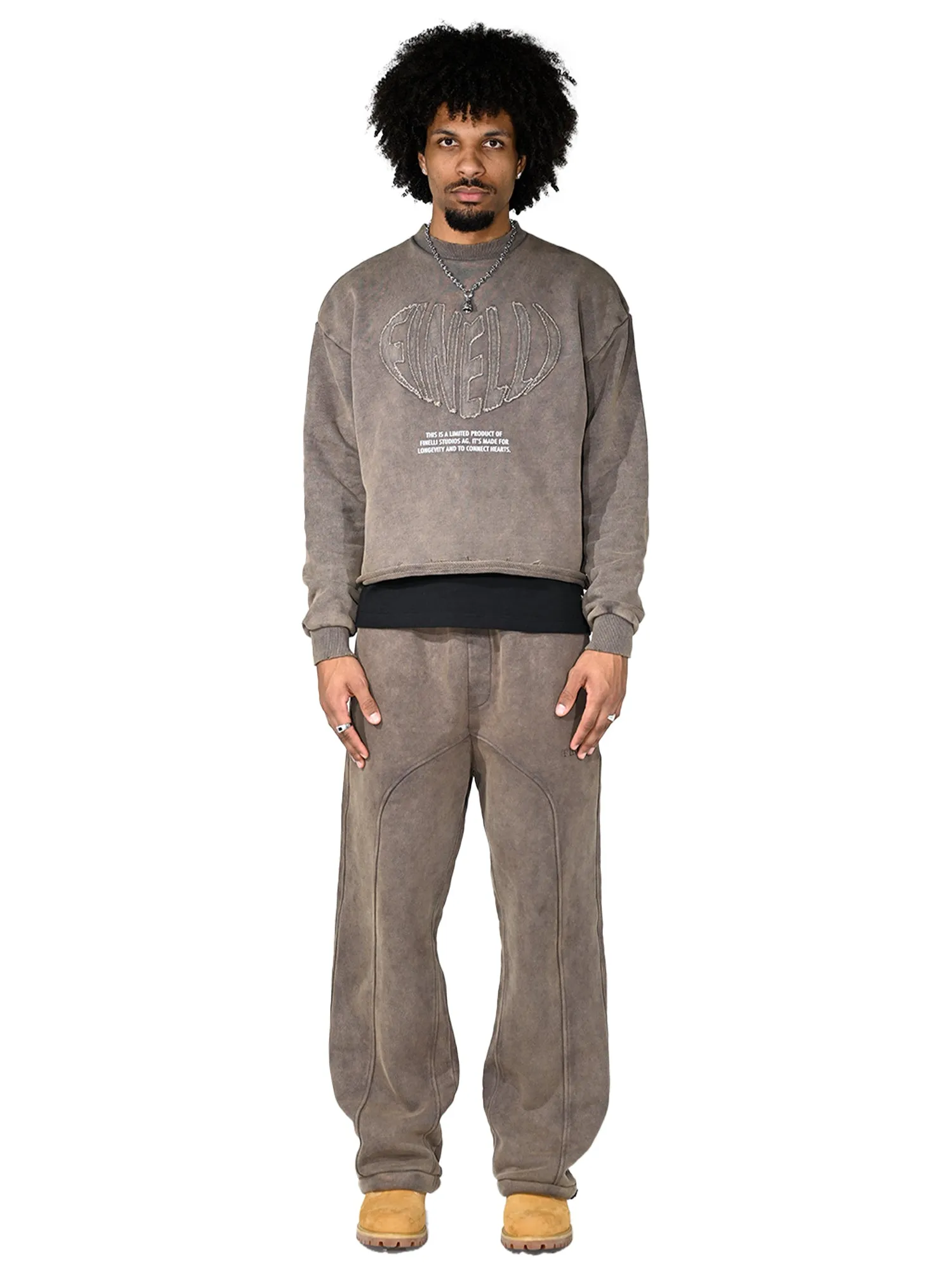 Washed Baggy Sweatpants Brown