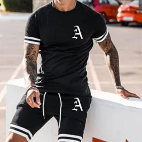 WENYUJH Casual Sportswear Running Men Set Sporting Suits Short Sleeve Men's T-shirt   Sports Shorts Quick Drying 2 Piece Clothes