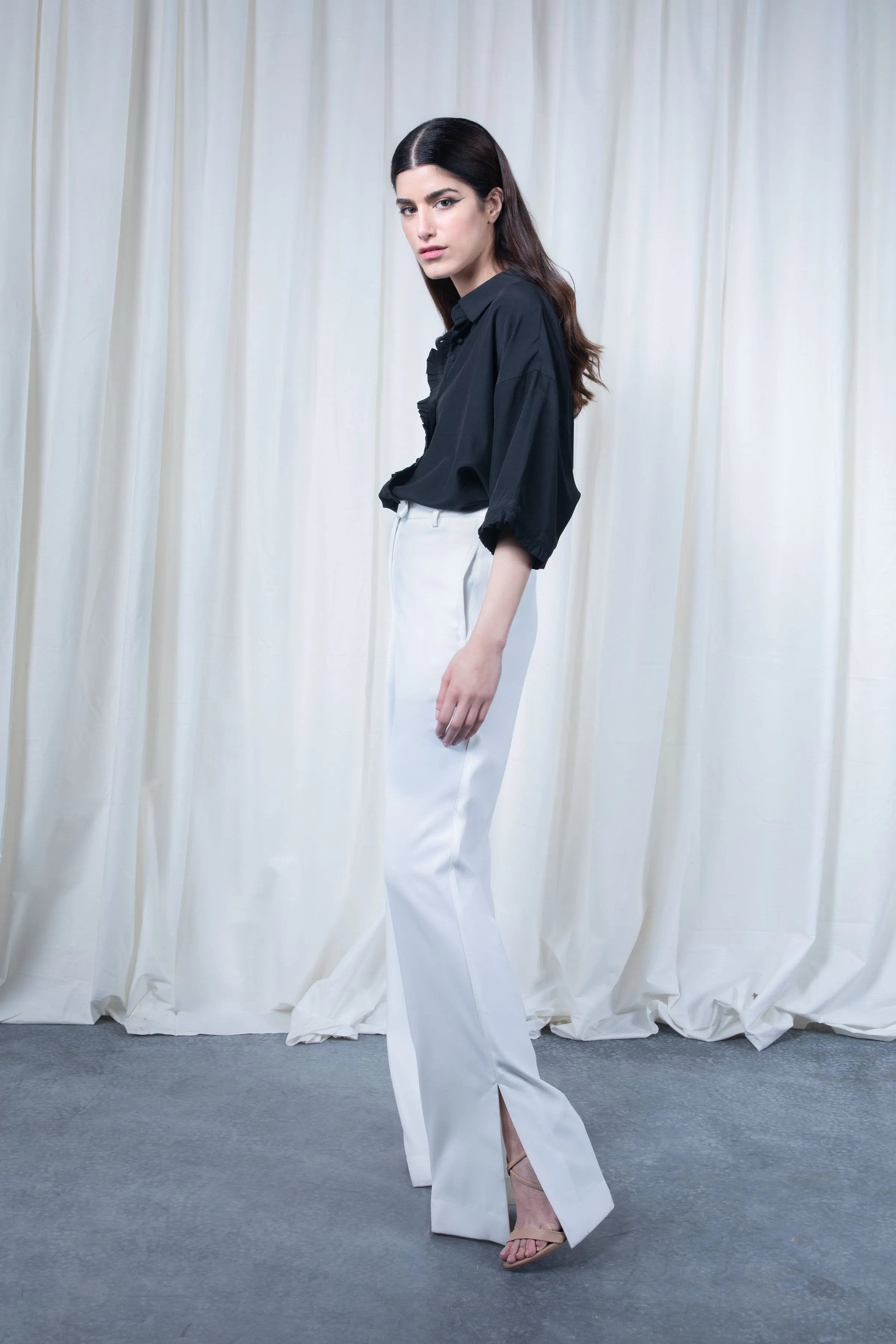 White Belted Pants