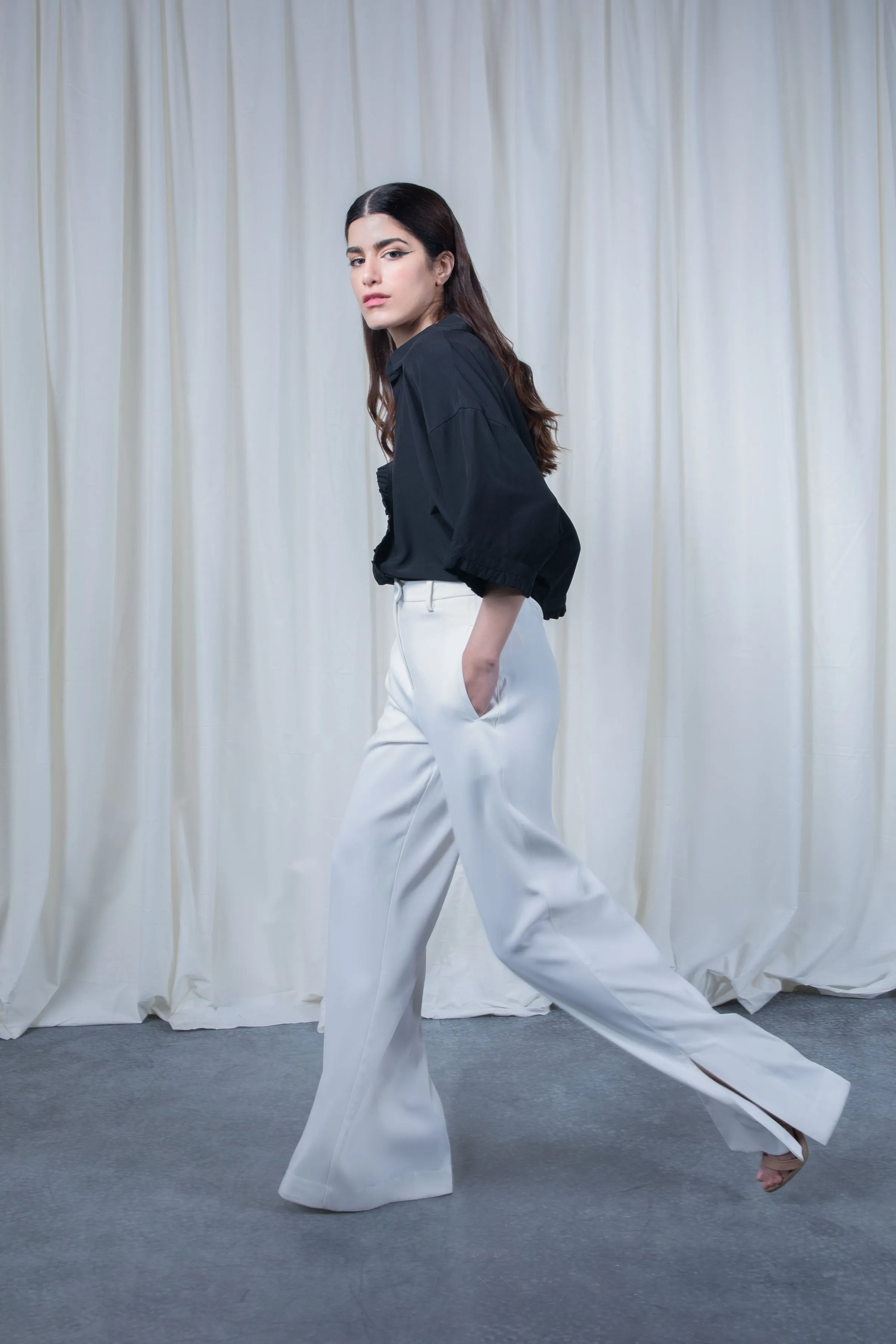 White Belted Pants