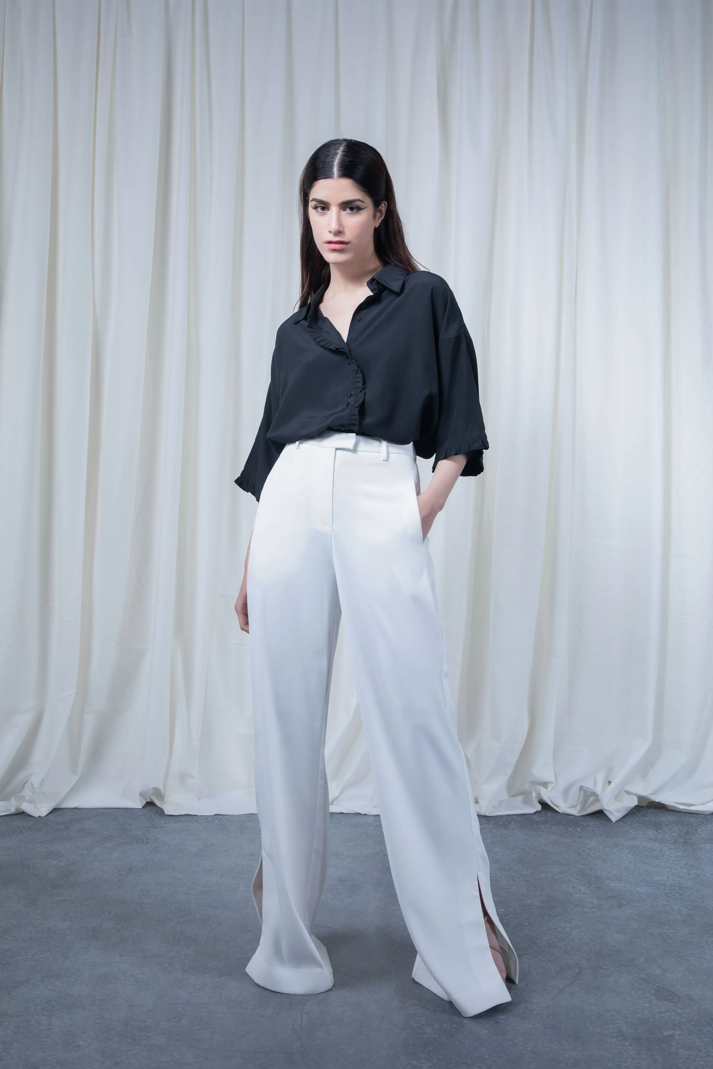 White Belted Pants