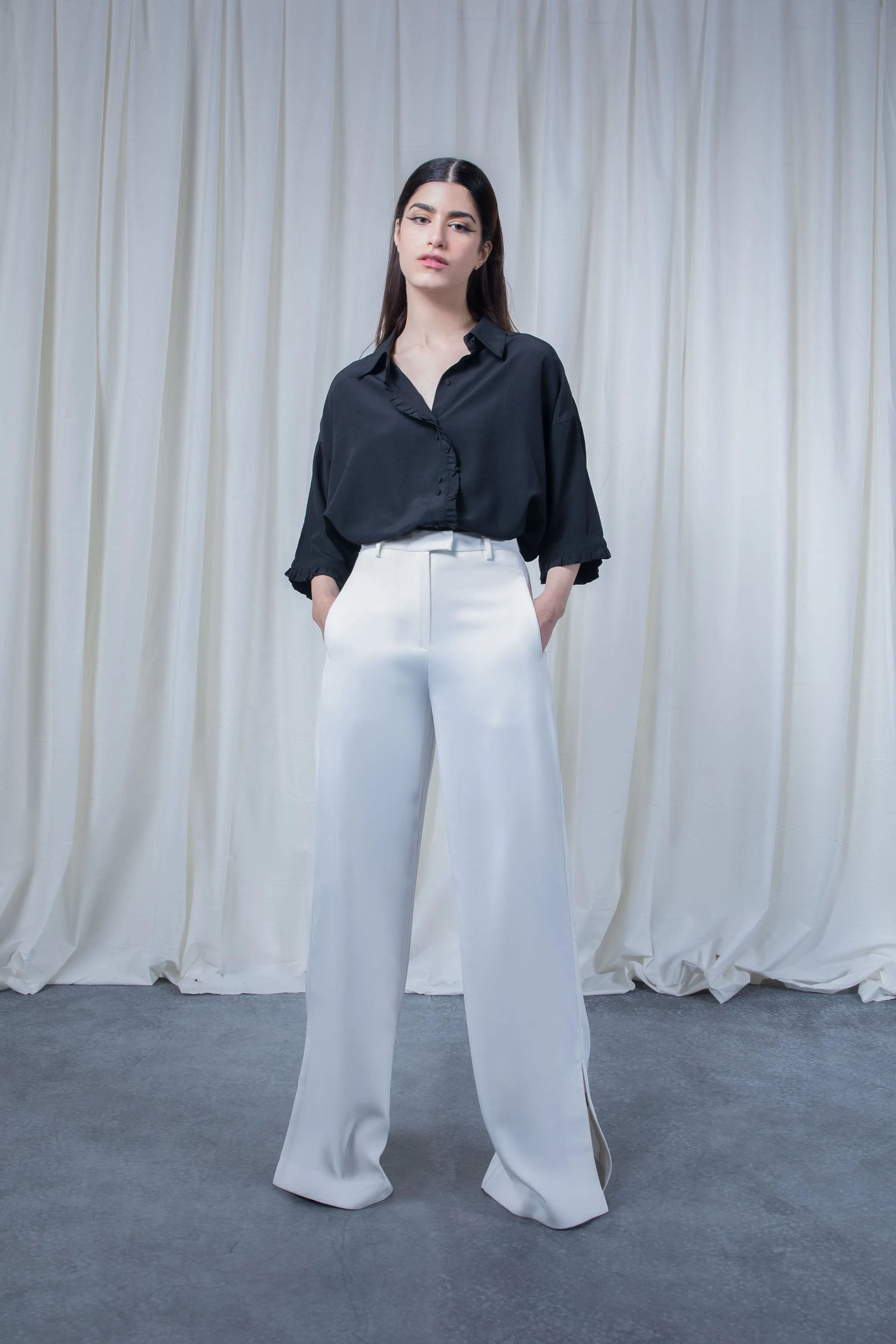 White Belted Pants