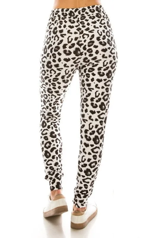 White Leopard Joggers - Final Sale