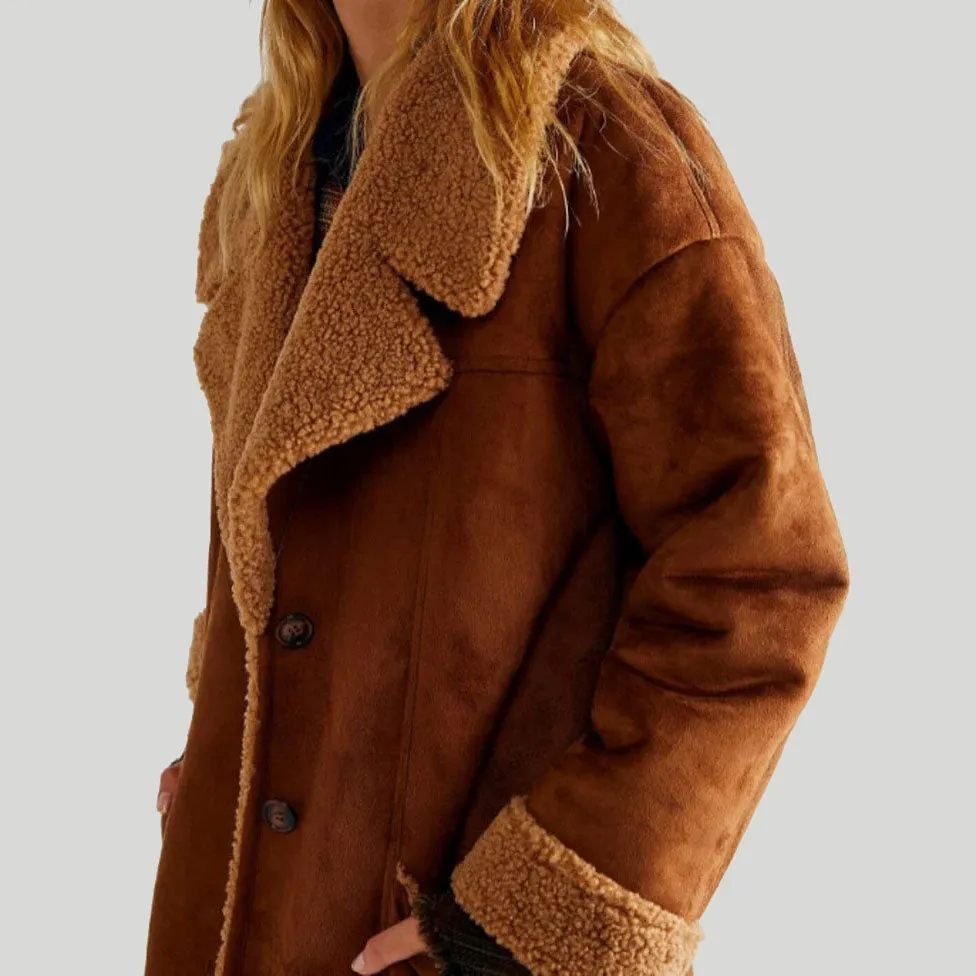 Women Aviator RAF Flight Shearling Fur Coat