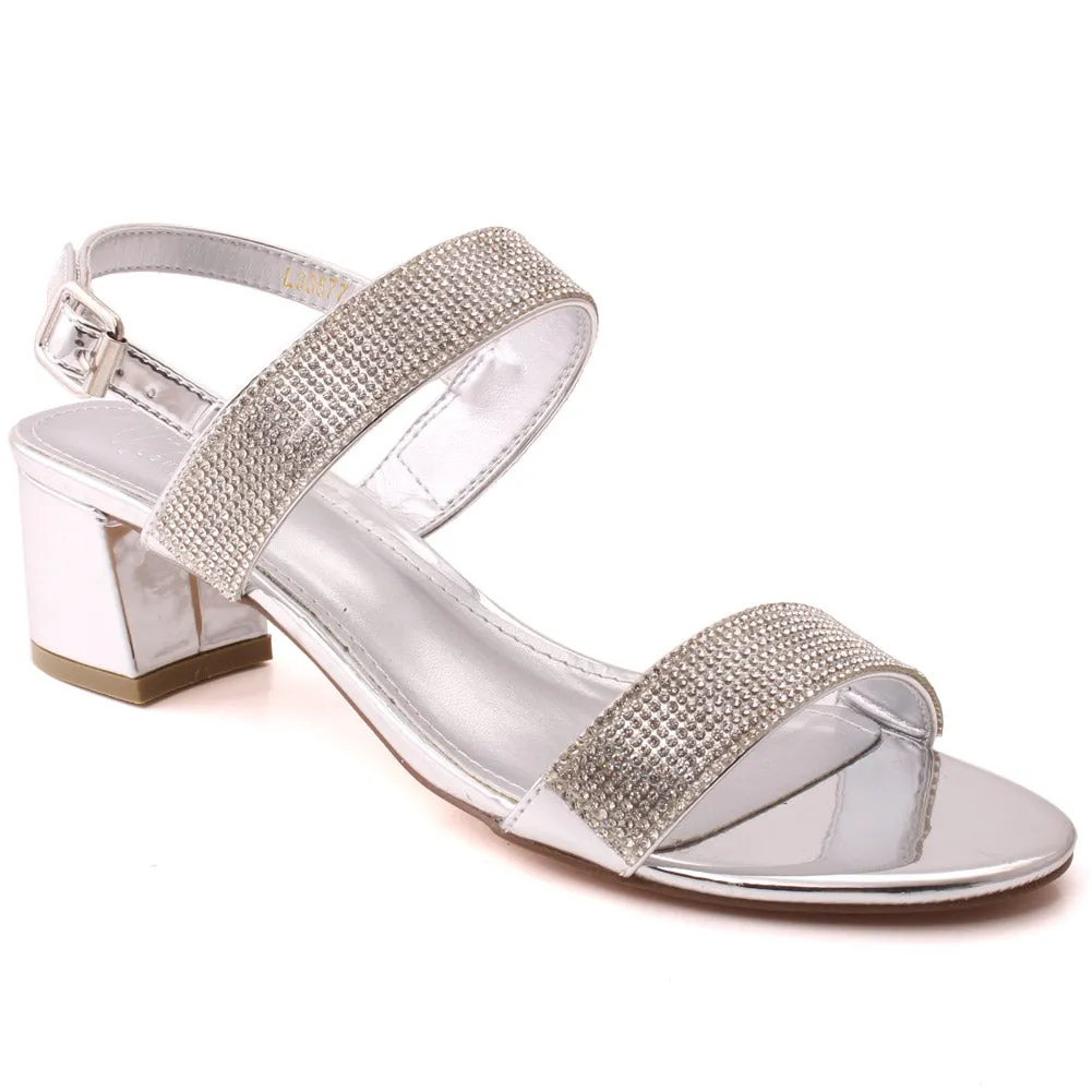 Women “Cole” Glitzy Sequins Adorned Block Heel Open Toe Sandals