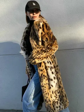 Women's Cozy Luxury Leopard Faux Fur Coat