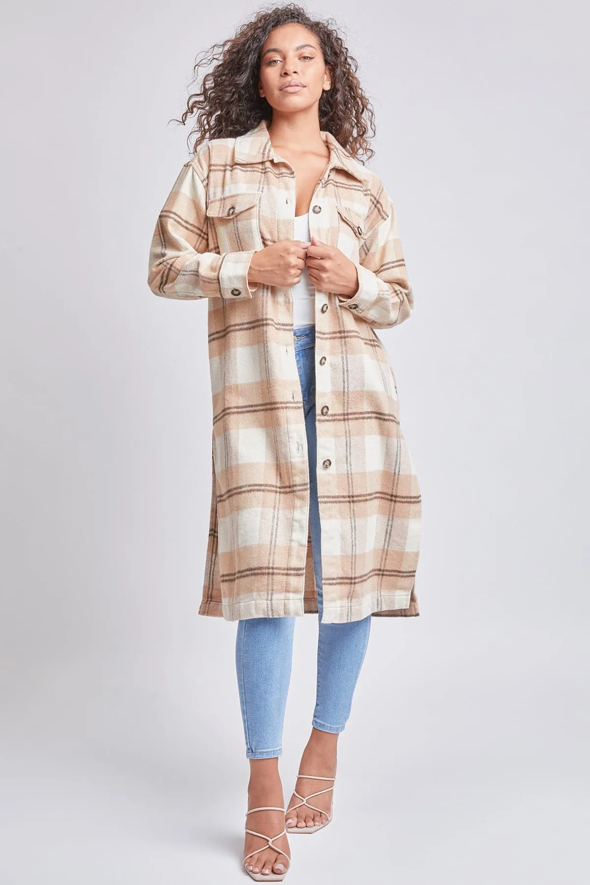 Women's Plaid Shacket Long Duster