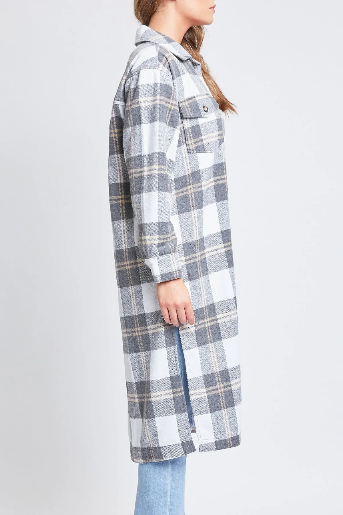 Women's Plaid Shacket Long Duster