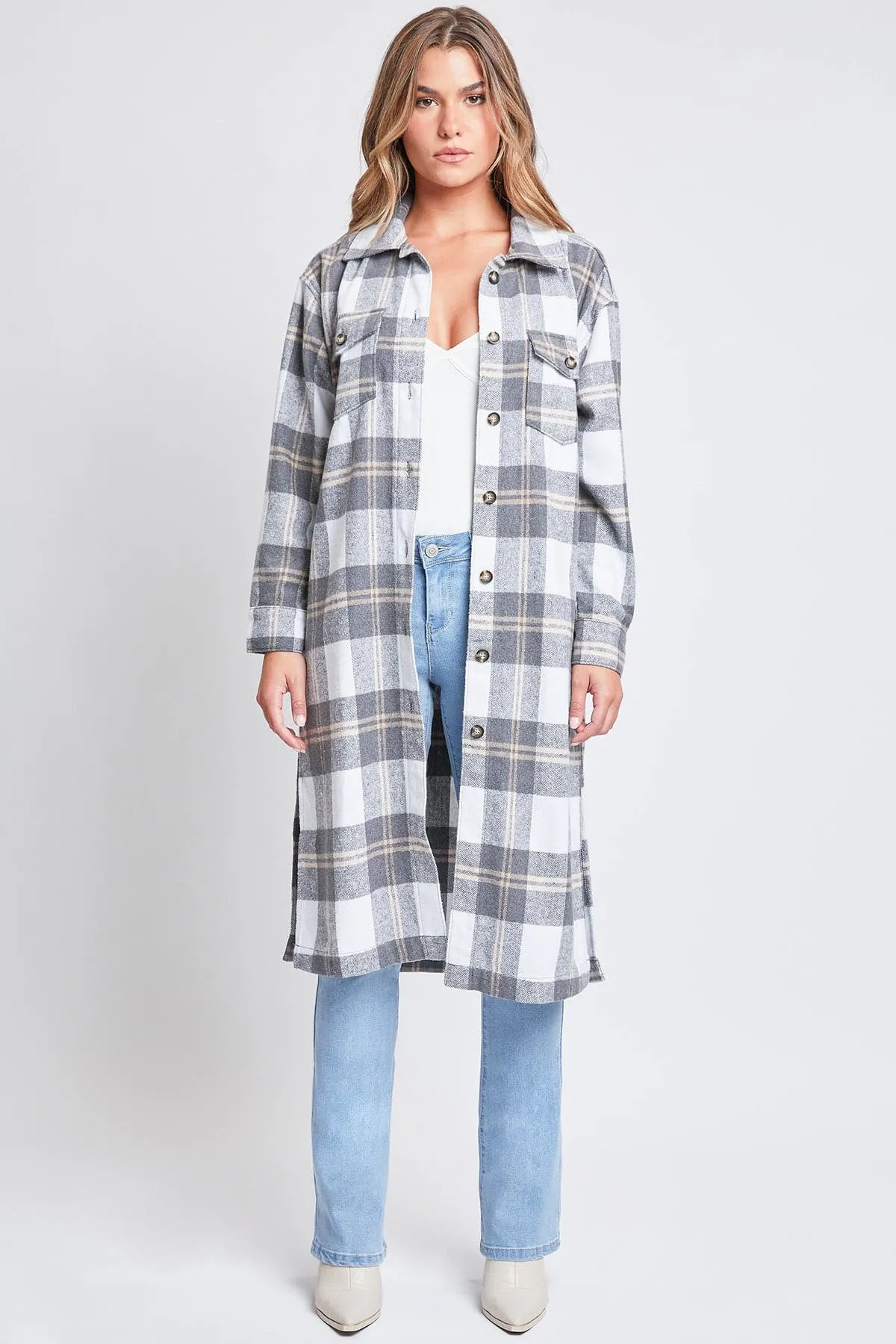 Women's Plaid Shacket Long Duster