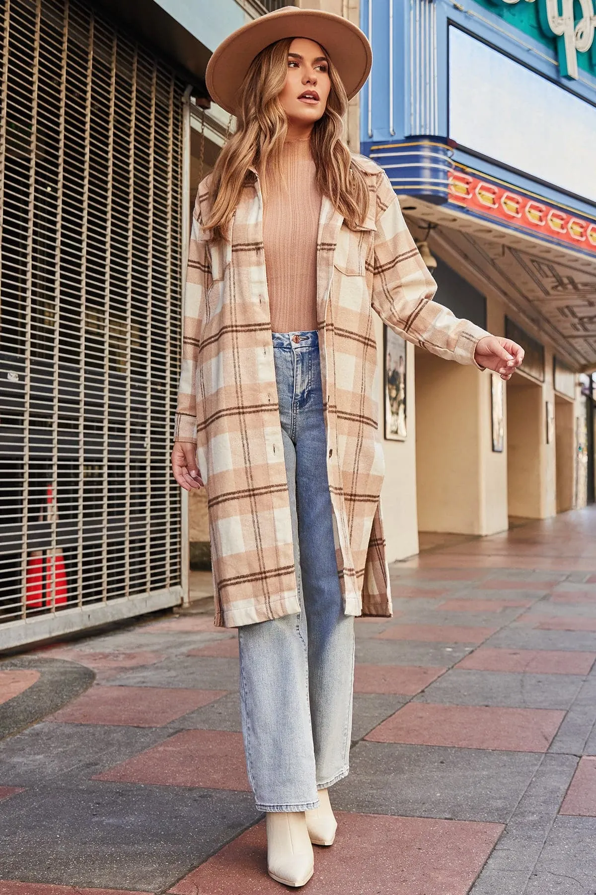 Women's Plaid Shacket Long Duster